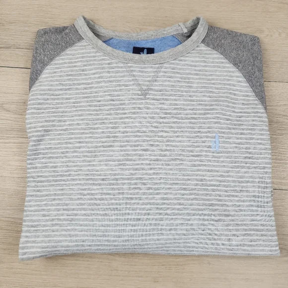 Johnnie O Sweatshirt Mens XL Gray Pullover Crew Neck Striped Logo - Picture 5 of 6